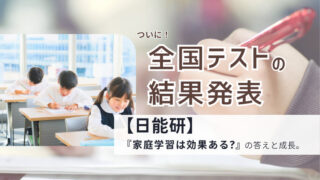 日能研全国テストの結果発表と家庭学習の効果についてのブログ記事用アイキャッチ画像。